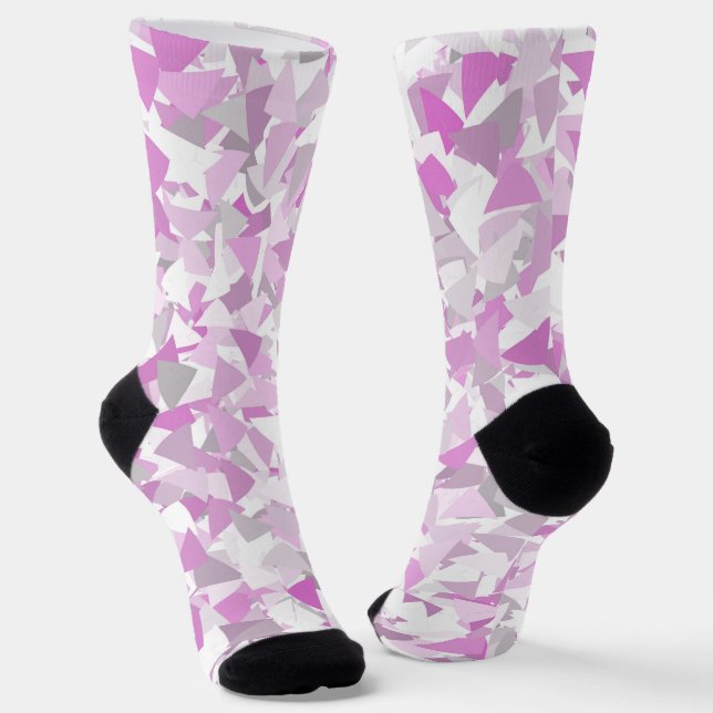 Pink Purple Triangle Pattern Socks (Angled)
