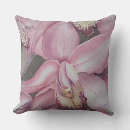 PINK PURPLE TROPICAL EXOTIC ORCHID FLOWER PATIO OUTDOOR PILLOW