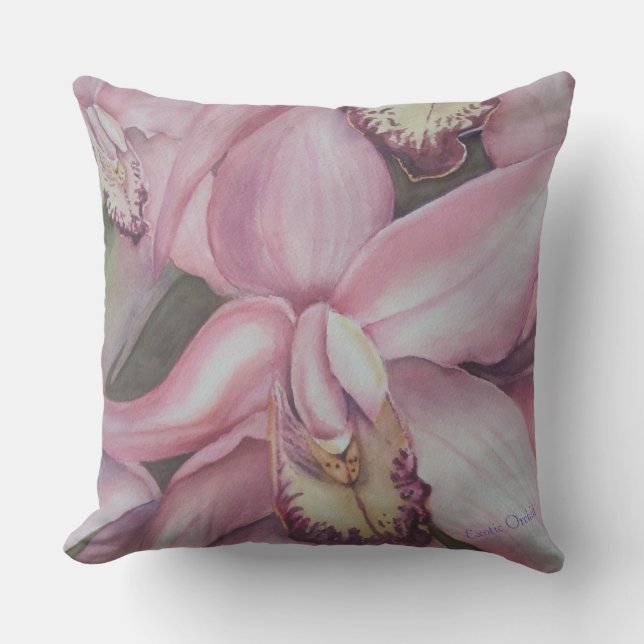 PINK PURPLE TROPICAL EXOTIC ORCHID FLOWER PATIO OUTDOOR PILLOW (Front)