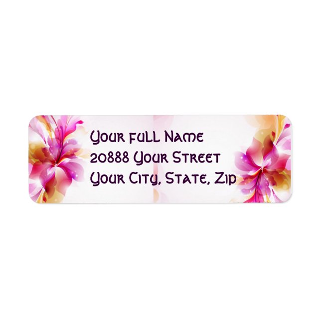 Pink,  purple tropical flower Return Adress Label (Front)
