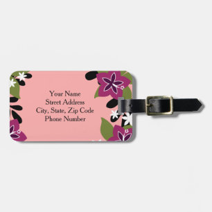 Pink Purple Tropical Hibiscus Flowers Luggage Tag