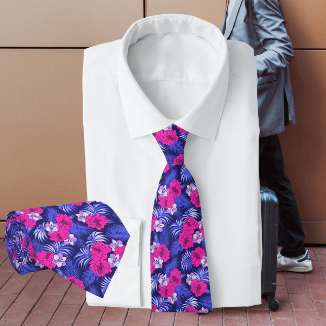 Pink & Purple Tropical Neck Tie (Creator Uploaded)