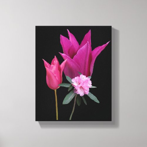 Pink purple tulip flowers modern digital floral  canvas print