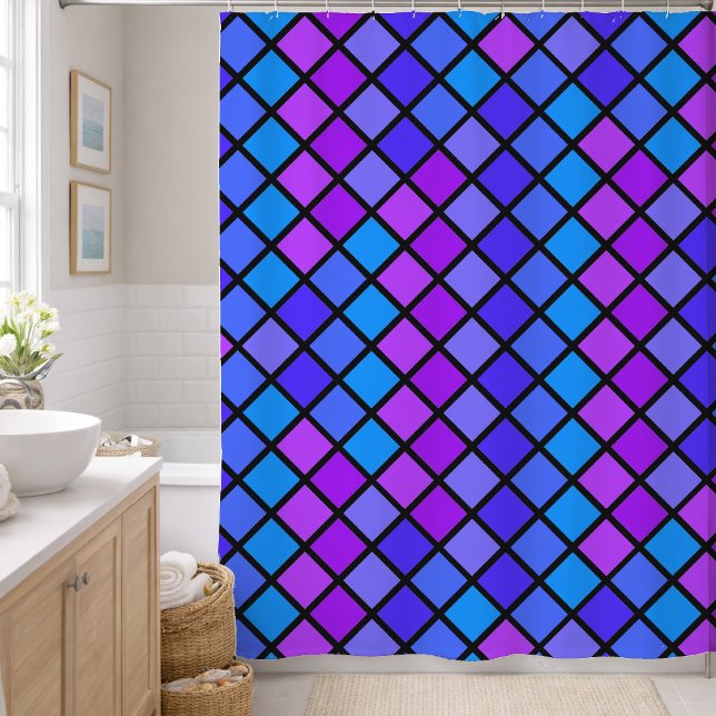 Pink Purple Turquoise Mosiac Shower Curtain (Creator Uploaded)