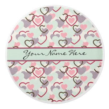 Pink Purple Turquoise Red And Black Hearts Ceramic Knob by suchicandi at Zazzle