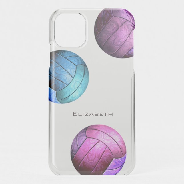pink purple turquoise volleyball girls uncommon iPhone case (Back)