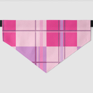 Pink Purple Twill Plaid Dog Bandana Pet Scarf Collar
