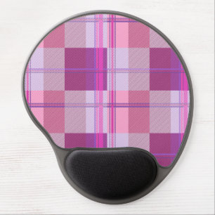 Pink Purple Twill Plaid Gel Mousepad Wrist Rest