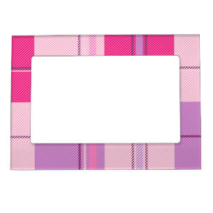 Pink Purple Twill Plaid Magnetic Photo Frame