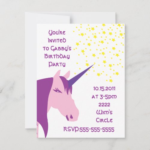 Pink/Purple Unicorn Birthday Invitation