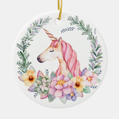 Pink  Purple Unicorn Christmas Tree Ornament