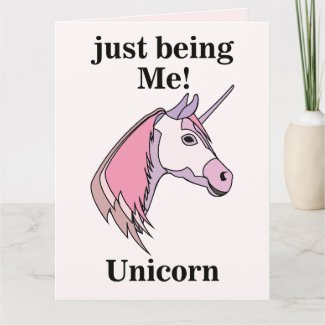 Pink Purple Unicorn Head Card