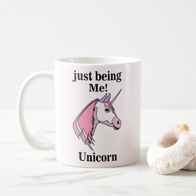 Pink Purple Unicorn Head Coffee Mug (With Donut)
