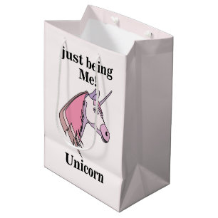 Pink Purple Unicorn Head Medium Gift Bag