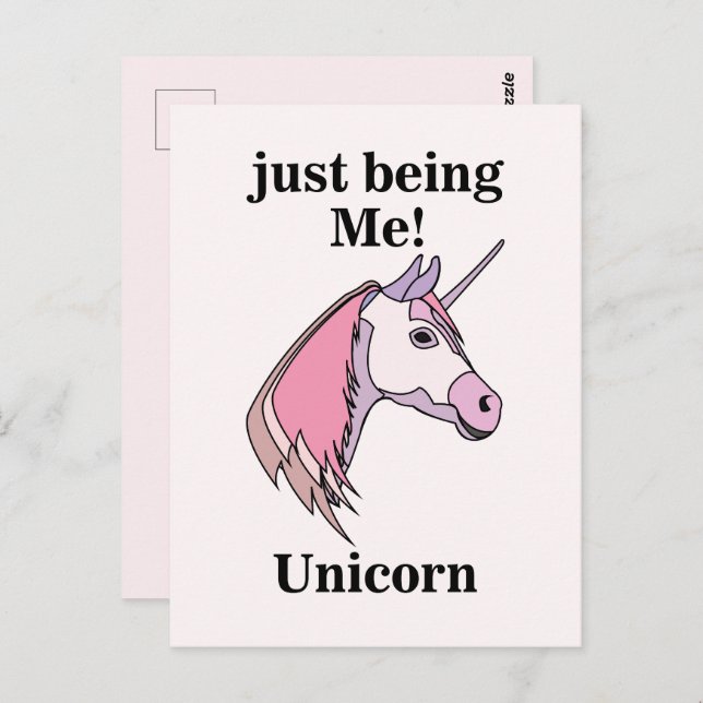 Pink Purple Unicorn Head Postcard (Front/Back)