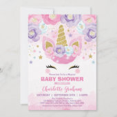 Pink Purple Unicorn Magical Stars Baby Shower Invitation (Front)