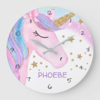 Pink Purple Unicorn Nursery Wall Clock