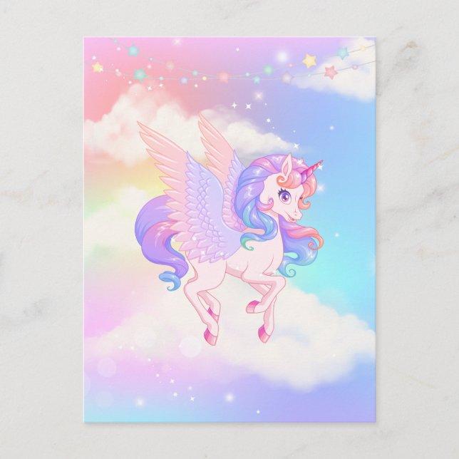 Pink Purple Unicorn  Postcard (Front)