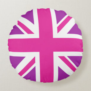 Pink & Purple Union Jack/Flag Round Pillow