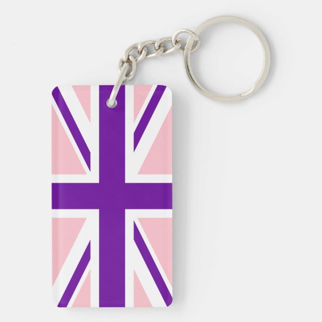 Pink Purple Union Jack Keychain (Back)