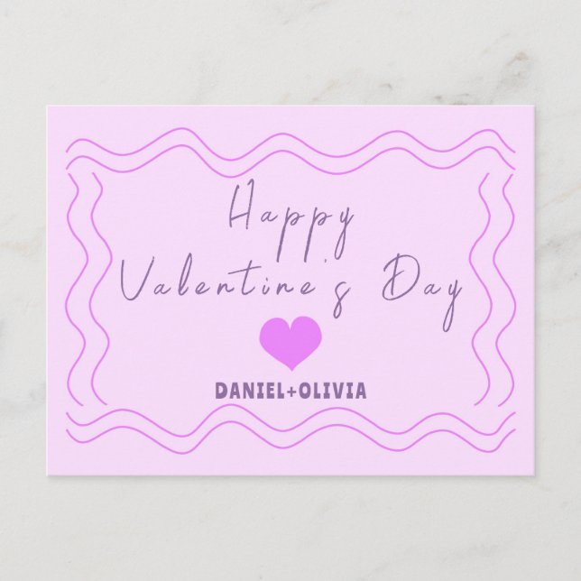 Pink - Purple Valentine's Day Holiday Postcard (Front)
