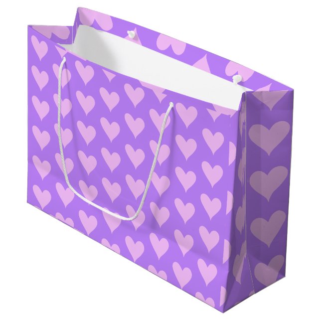 Pink - Purple Valentine's Day Large Gift Bag (Front Angled)