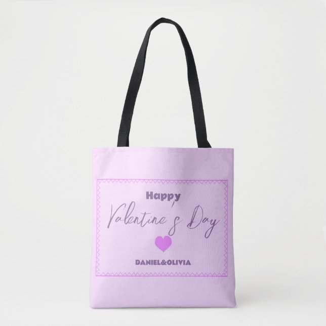 Pink - Purple Valentine's Day Tote Bag (Front)