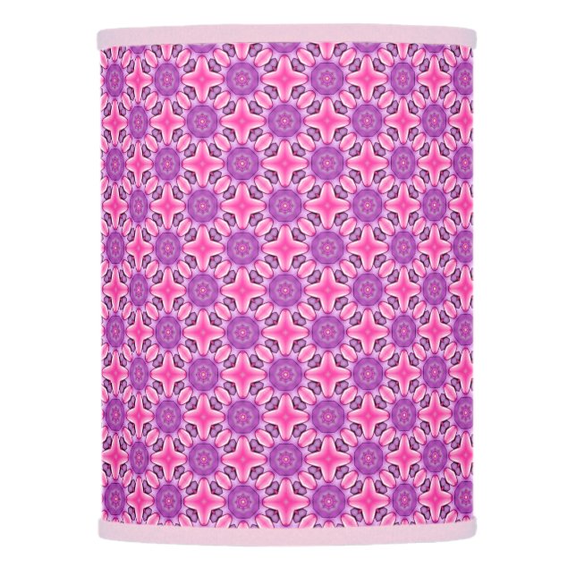 Pink & Purple Vintage Fractal Kaleidoscope Lamp Shade (Front)