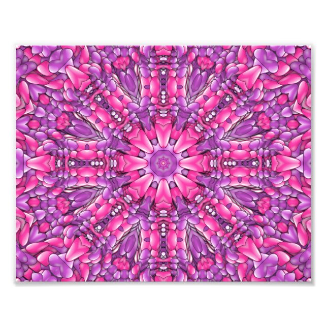 Pink & Purple Vintage Fractal Kaleidoscope Photo Print (Front)