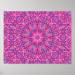 Pink &amp; Purple Vintage Fractal Kaleidoscope Poster