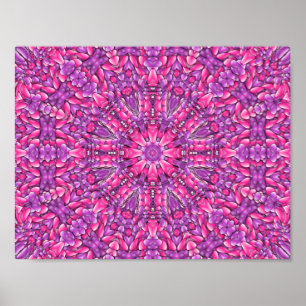 Pink & Purple Vintage Fractal Kaleidoscope Poster