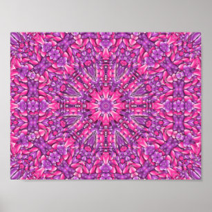Pink & Purple Vintage Fractal Kaleidoscope Poster