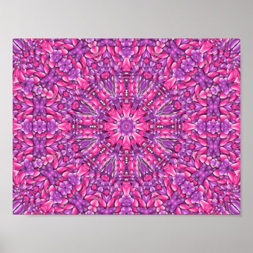 Pink  Purple Vintage Fractal Kaleidoscope Poster