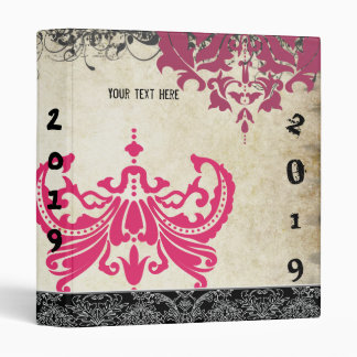 Pink & Purple Vintage Girly Girl Damask Binder