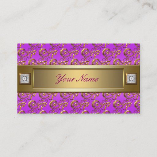 Customizable Pink Purple Violet Gold Swirls Elegant Business Card