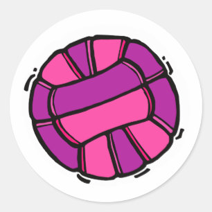 Pink & Purple Volleyball Classic Round Sticker