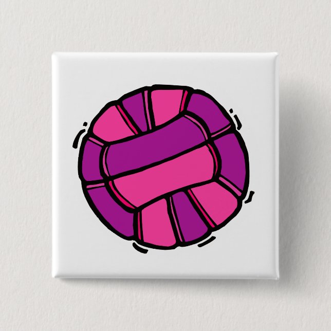 Pink & Purple Volleyball Pinback Button (Front)