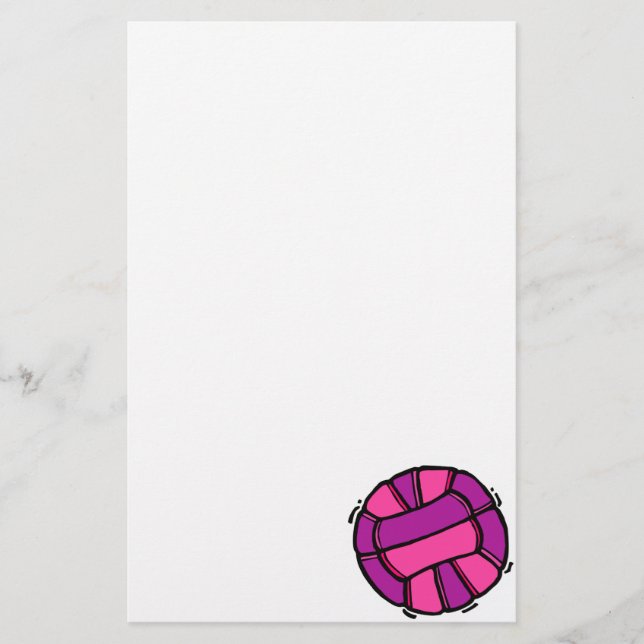 Pink & Purple Volleyball Stationery (Front)