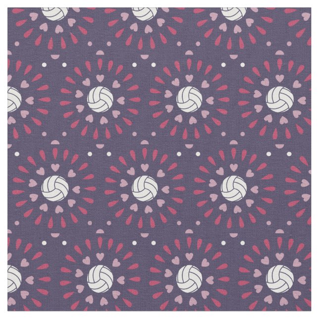 Pink & Purple Volleyballs Kaleidoscope Pattern Fabric (Close Up)