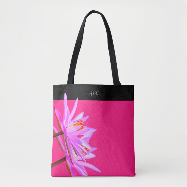 Pink Purple Water Lily All-Over-Print Tote (Front)