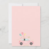 Pink purple watercolor car baby drive by shower invitation (Back)
