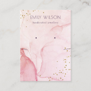 Pink purple Watercolor Earring Necklace Display Business Card