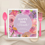 Pink Purple Watercolor Floral 30th Birthday Napkins<br><div class="desc">Beautiful pink and purple watercolor wildflowers,  boho-style 30th birthday party paper napkins.  Contact us for help with customization or matching products.</div>