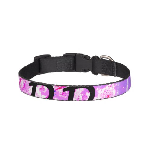 Pink purple watercolor floral add monogram title  pet collar