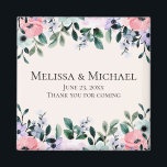 Pink & Purple Watercolor Floral Border Wedding Magnet<br><div class="desc">A wedding favor magnet with a pretty floral design made with watercolors. Pink,  purple and green garden flowers.</div>