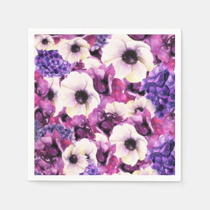 Pink & Purple Watercolor Floral Bridal Shower Napkins