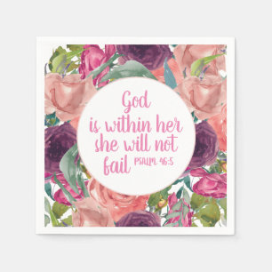 Pink Purple Watercolor Floral Christian Bible Napkins