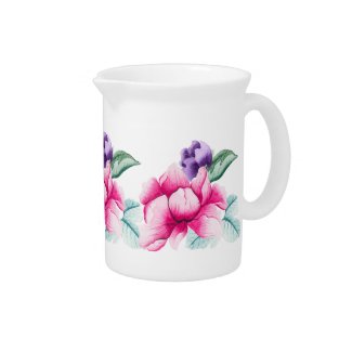 Pink & Purple Watercolor Floral Pattern Pitcher