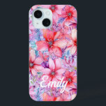 Pink Purple Watercolor Floral Personalized Name iPhone 15 Case<br><div class="desc">Pink Purple Watercolor Floral Personalized Name iPhone 15 Cases features your personalized name in an elegant calligraphy script typography on a modern pink and purple watercolor floral background. Perfect gift for her for birthday,  mom for Mother's Day,  sister or bestie for Christmas and holidays. Designed by ©Evco Studio www.zazzle.com/store/evcostudio</div>