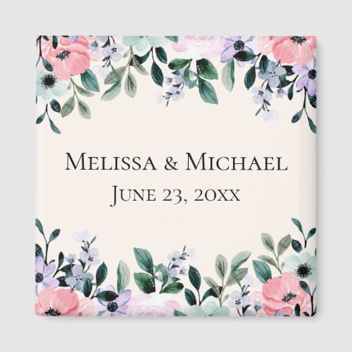 Pink  Purple Watercolor Floral Save the Date Magnet